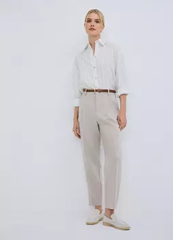 Зауженные брюки с ремнём, Бежевый