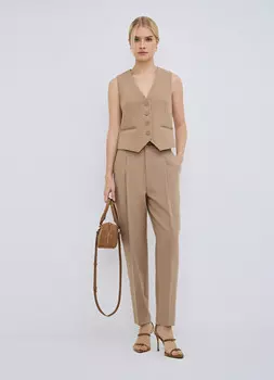 Зауженные брюки с ремнём, Бежевый