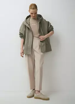 Зауженные брюки со складками, Бежевый