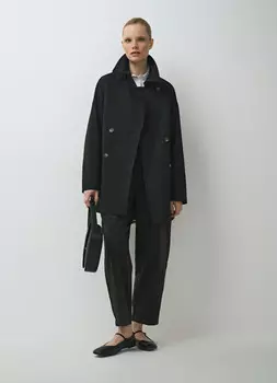 Зауженные брюки со складками, Черный