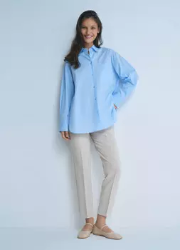 Зауженные брюки со стрелками, Бежевый