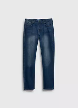 Зауженные джинсы с эффектом стирки, Синий