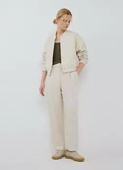 Зауженные книзу брюки изо льна, Бежевый