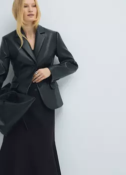 Жакет из искусственной кожи, Черный