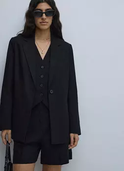 Жакет из вискозы со льном, Черный