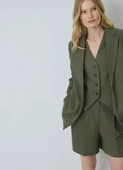 Жакет из вискозы со льном, Зеленый