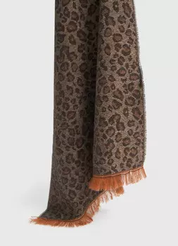 Жаккардовый шарф с леопардовым узором, Бежевый