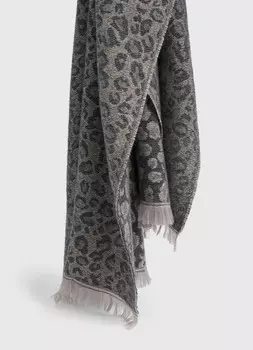 Жаккардовый шарф с леопардовым узором, Серый