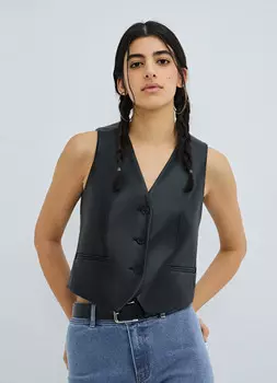 Жилет из искусственной кожи, Черный