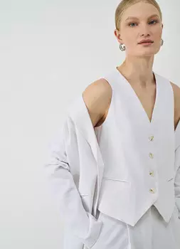 Жилет из вискозы со льном, Белый