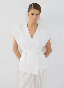 Жилет на запах с поясом, Белый