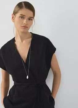 Жилет на запах с поясом, Черный