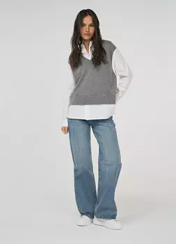 Жилет с рубашкой, Серый