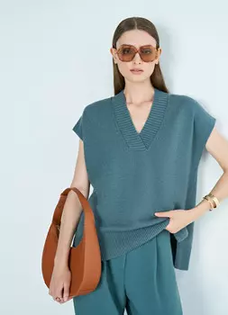 Жилет с V-образным вырезом, Зеленый