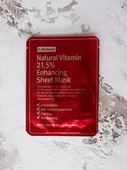 BU// Маска тканевая витаминная BY WISHTREND Natural Vitamin C 21.5% Enhancing Sheet Mask 23ml