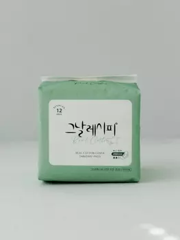 Гигиенические прокладки из натурального хлопка [Средние] 12 шт D.RECIPE Real Cotton Cover Sanitary Pads [Medium] 12P