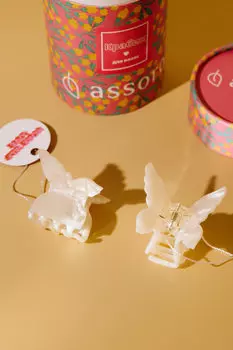 Набор крабов для волос 2 шт - Мини Молочная Бабочка Assoro