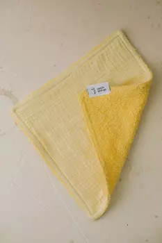 Полотенце для умывания махра+муслин (лимон)