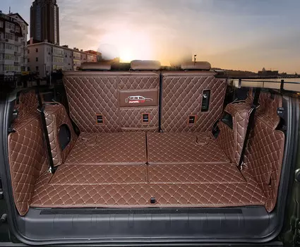 3D накладка на порог в багажник (кожаная, с заходом на спинки сидений) Haval H9 2018-