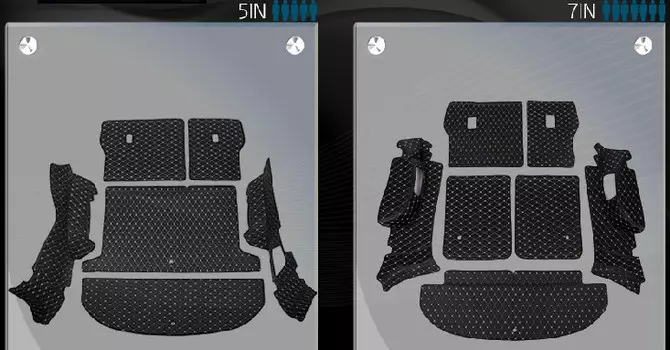 3D обшивка в багажник (черный с белой строчкой) Hyundai Santa Fe 2018 - 2019