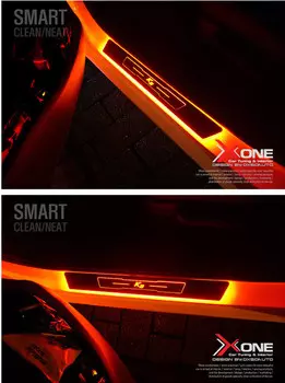 Алюминиевые накладки на дверные пороги с LED-подсветкой для KIA Cerato (2018 - 2019)