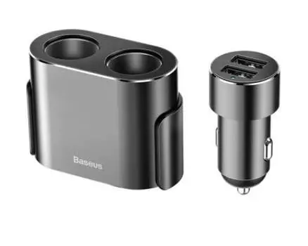 Автомобильное зарядное устройство (в прикуриватель, с разветвителем 2 USB), черное Baseus BASE00127