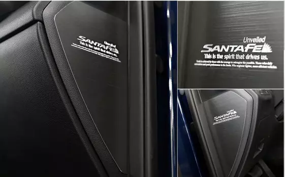 Боковые накладки на торпеду (шлифованый металл) для Санта Фе 4 (Hyundai Santa Fe 2018 - 2019)