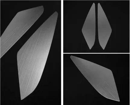 Боковые накладки панели КПП (шлифованый металл) Mobis для Санта Фе 4 (Hyundai Santa Fe 2018 - 2019)