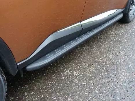 Боковые подножки, пороги алюминиевые с пластиковой накладкой (карбон черные, длина 1720 мм) Компания ТСС NISMUR10-11BL Nissan Murano 2010-2016