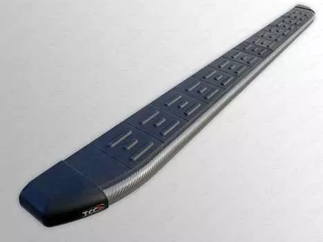 Боковые подножки, пороги алюминиевые с пластиковой накладкой (карбон серые, длина 1720 мм) Компания ТСС HYUNSF10-11GR Hyundai Santa Fe 2010-2011