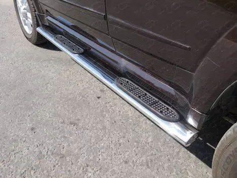 Боковые подножки, пороги овальные с накладкой 120х60 мм Компания ТСС GRWALH514-13 Great Wall Hover H5 2010 - 2017