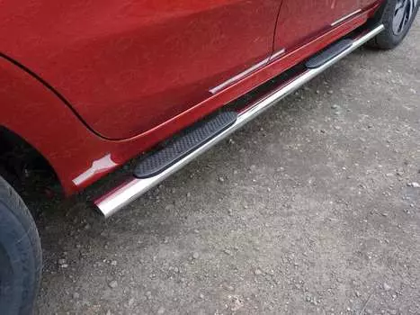 Боковые подножки, пороги овальные с накладкой 75х42 мм Компания ТСС LADXRAY16-16 Lada X-Ray 2016-