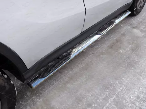 Боковые подножки, пороги овальные с накладкой 75х42 мм Компания ТСС SUZVIT15-08 Suzuki Vitara 2015 - 2018