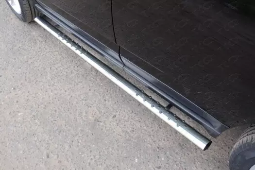 Боковые подножки, пороги овальные с проступью 75х42 мм Компания ТСС JEEPCOM14-07 Jeep Compass