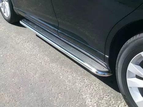 Боковые подножки, пороги с площадкой 42,4 мм (нержавеющая сталь) Компания ТСС NISMUR10-10 Nissan Murano 2010 - 2015