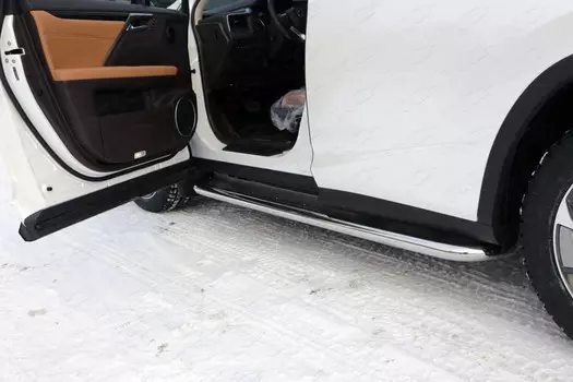 Боковые подножки, пороги с площадкой (нержавеющая сталь) 60,3 мм (F-Sport) Компания ТСС LEXRX200tFS15-07 Lexus RX200t/350/450h 2016-