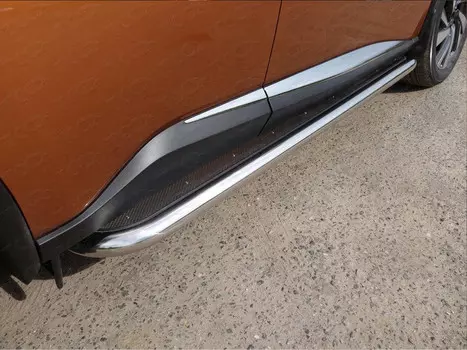 Боковые подножки, пороги с площадкой (нержавеющая сталь) 60,3 мм Компания ТСС NISMUR16-16 Nissan Murano 2016-