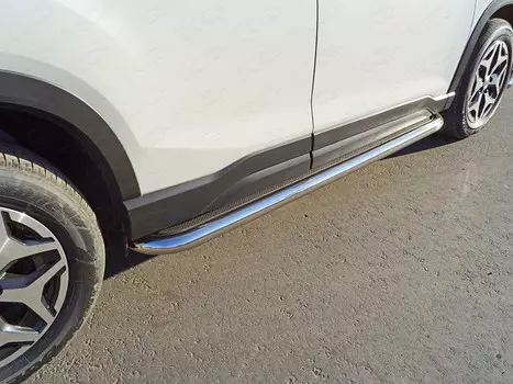 Боковые подножки, пороги с площадкой (нержавеющая сталь) 60,3 мм Компания ТСС SUBFOR18-29 Subaru Forester (SK) 2018-