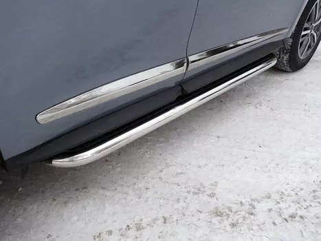 Боковые подножки, пороги с площадкой (нержавеющая сталь) 60,3 мм (укороченные) Компания ТСС INFQX6016-29 Infiniti QX60 2016-