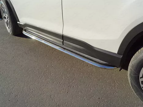 Боковые подножки, пороги с площадкой (нержавеющая сталь) 75х42 мм Компания ТСС SUBFOR18-31 Subaru Forester (SK) 2018-