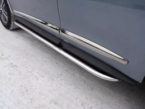 Боковые подножки, пороги с площадкой (нержавеющая сталь) 75х42 мм (укороченные) Компания ТСС INFQX6016-31 Infiniti QX60 2016-