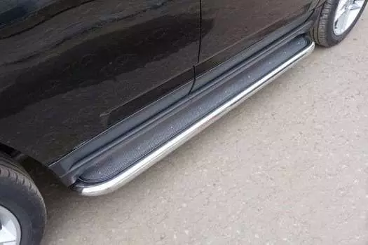 Боковые подножки, пороги с площадкой (нержавеющая сталь, диаметр 60,3 мм) Компания ТСС JEEPCOM14-11 Jeep Compass 2014-