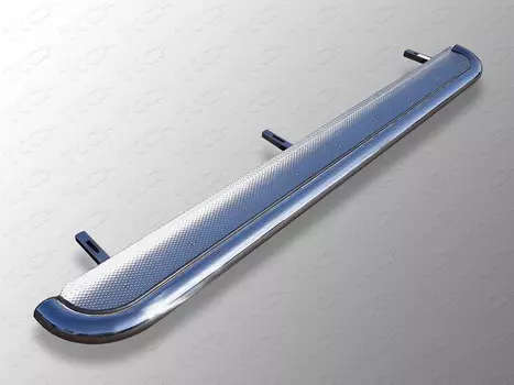 Боковые подножки, пороги с площадкой (нержавеющая сталь, диаметр 60,3 мм) Компания ТСС TOYHILUX10-08 Toyota Hilux 2006-2011