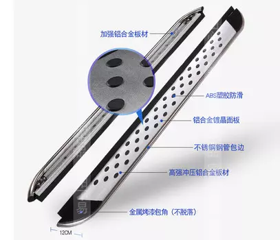 Боковые подножки, пороги (тип 1) для Foton Tunland 2016 - 2019