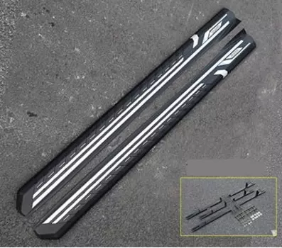 Боковые пороги, подножки (черные с белым) Haval H6 2021-