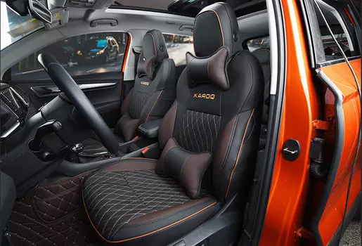 Чехлы на сиденья с подголовниками и подушками под поясницу (стиль разный) Skoda Karoq 2020 (Шкода Карок)