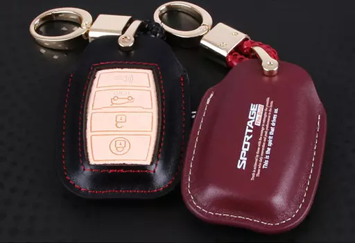 Чехол для ключа (кожа, черный / коричневый) для KIA Sportage 2018 - 2019