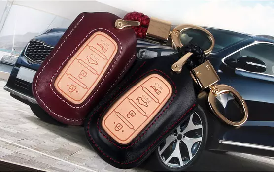 Чехол для ключа (кожа) для Санта Фе 4 (Hyundai Santa Fe 2018 - 2019)