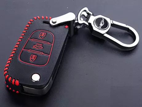 Чехол для ключа кожаный (черный) для Hyundai Solaris 2017 -