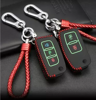 Чехол для ключа кожаный (черный) на 2 / 3 кнопки для Foton Tunland 2016 - 2019